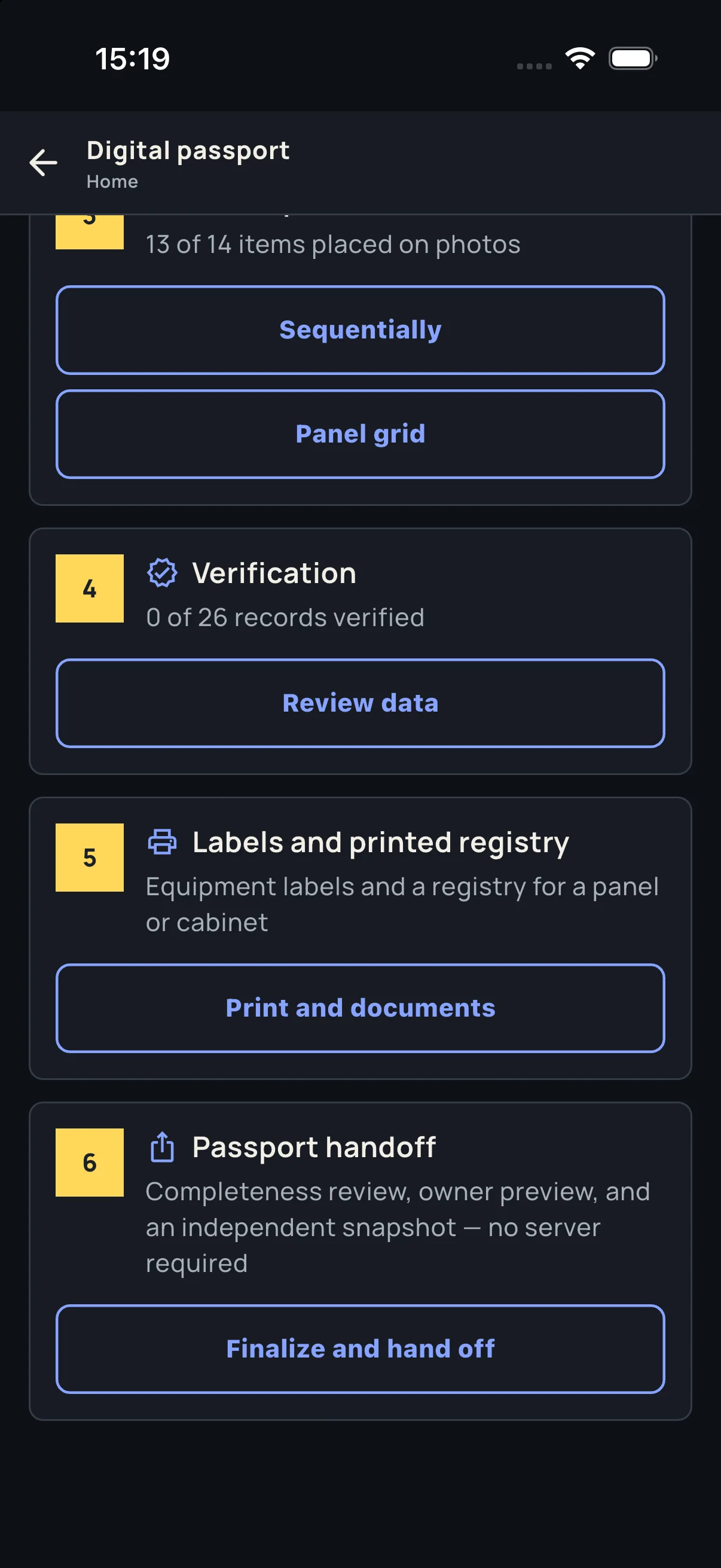 HouseOps passport handoff screen