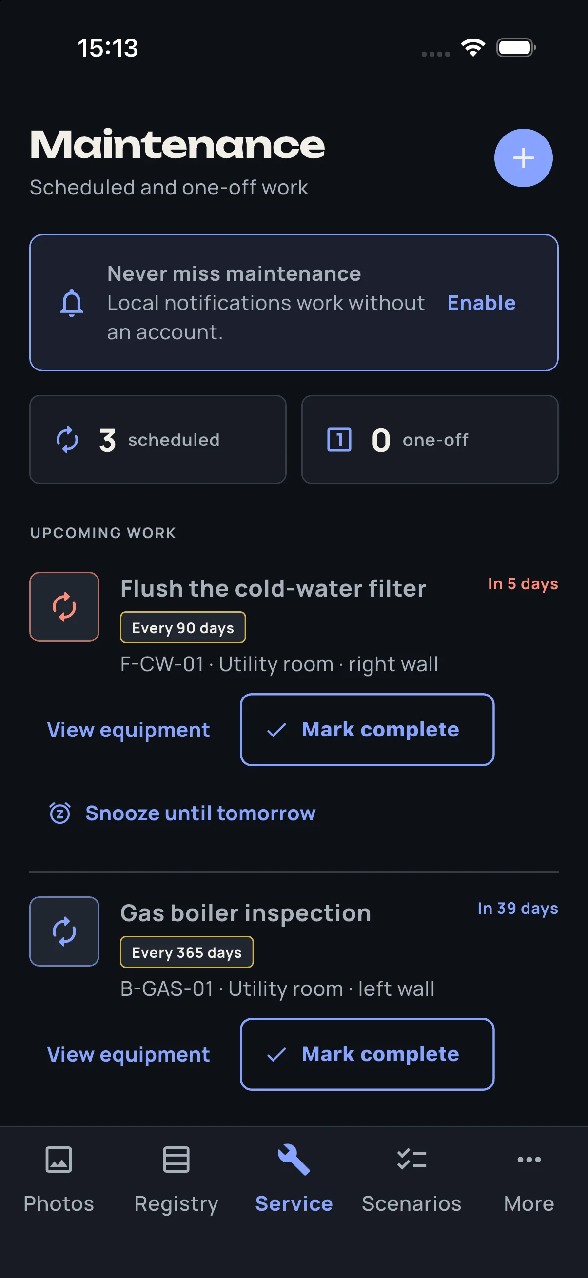 HouseOps maintenance schedule